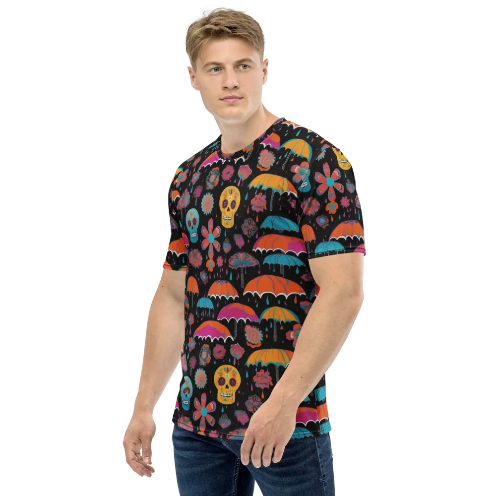 Skull Shower on Men's Crew Neck T-Shirt — Left