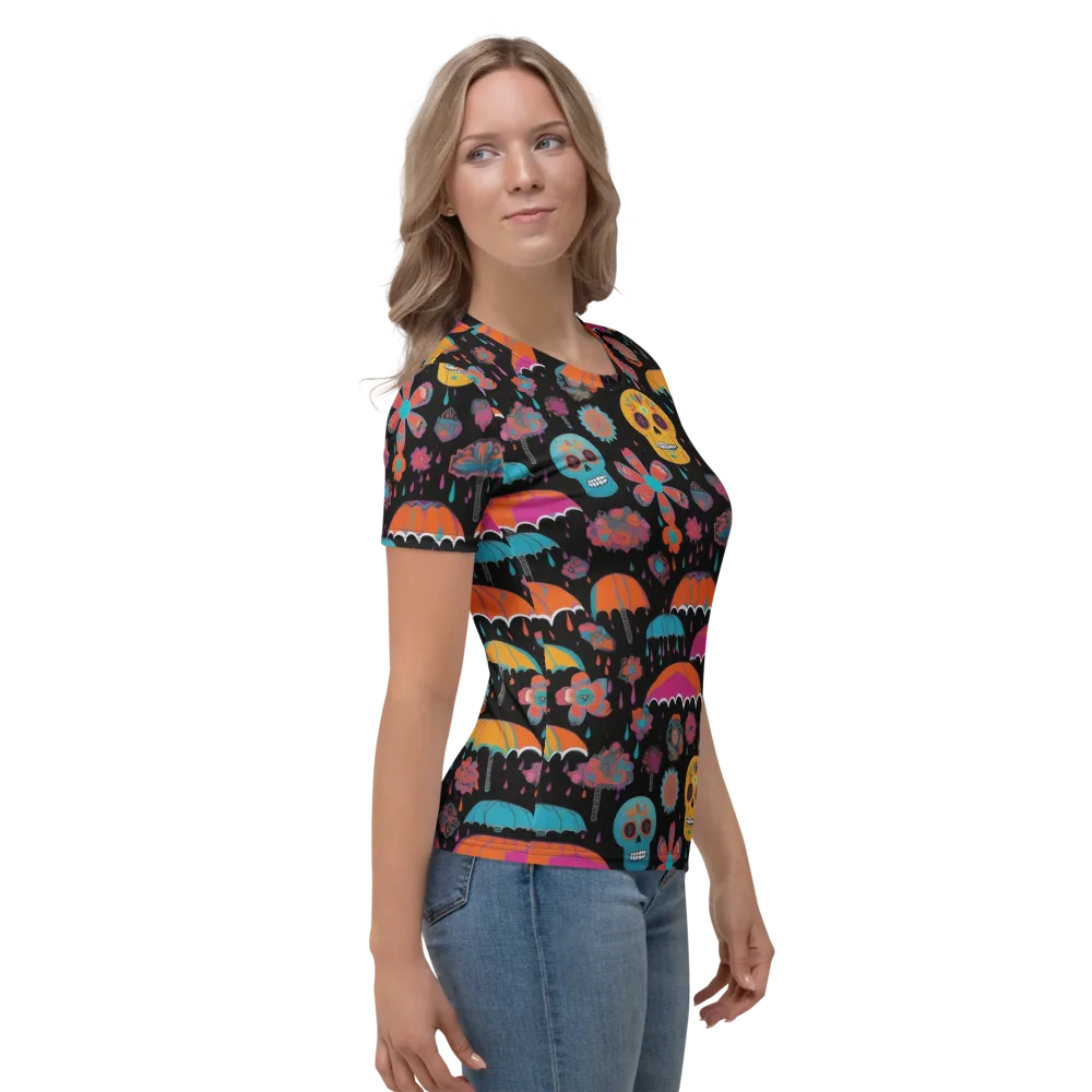 Skull Shower on Women's Crew Neck T-Shirt — Right