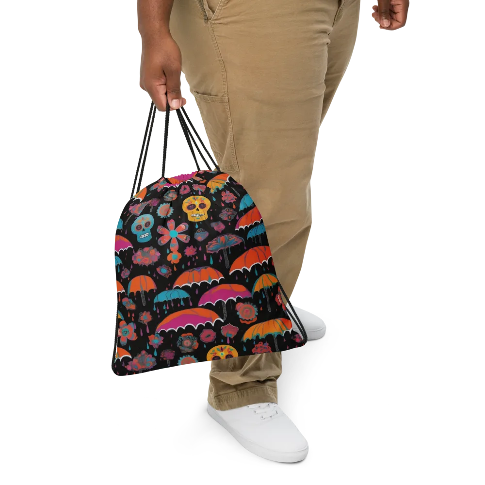 Skull Shower on Drawstring Bag — Front