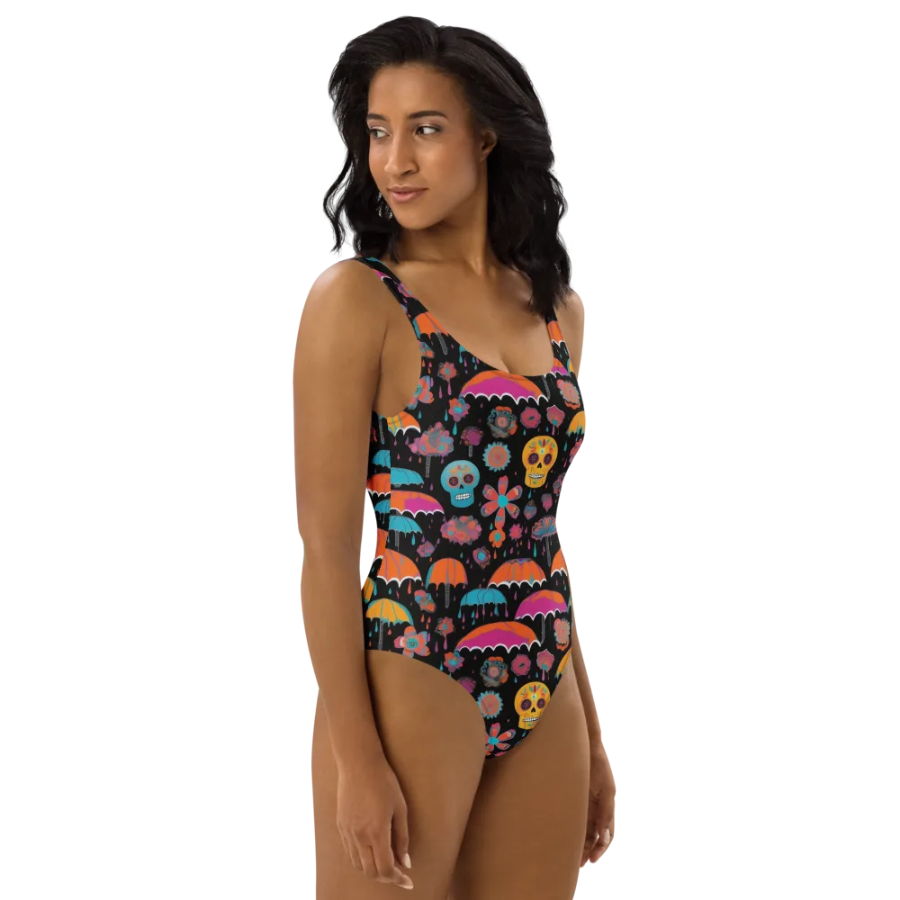 Skull Shower on One-Piece Swimsuit — Right