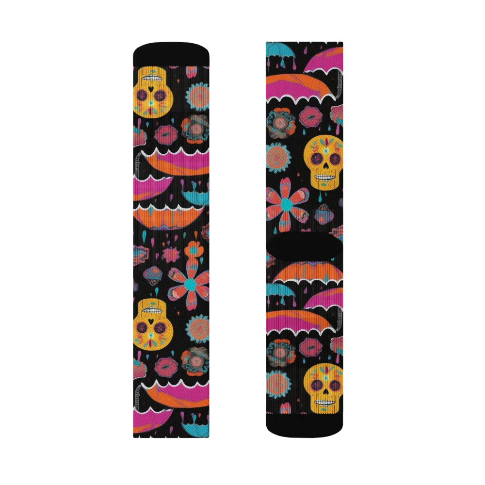 Skull Shower on Socks — Left Sock