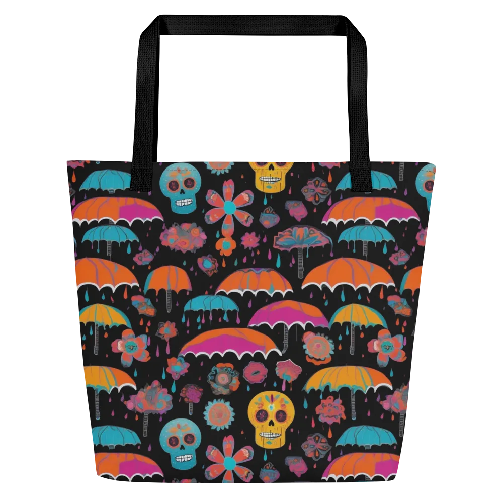 Skull Shower on Large Tote Bag W/ Pocket — Front