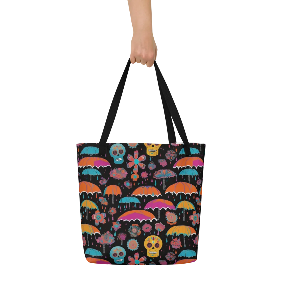 Skull Shower on Large Tote Bag W/ Pocket — Front