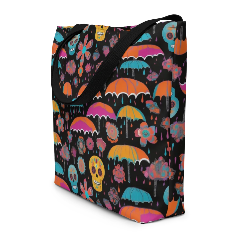 Skull Shower on Large Tote Bag W/ Pocket — Front