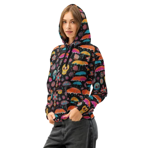 Skull Shower on a Cotton Hoodie