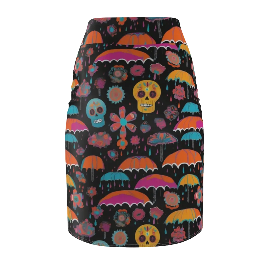 Skull Shower on Pencil Skirt — Back