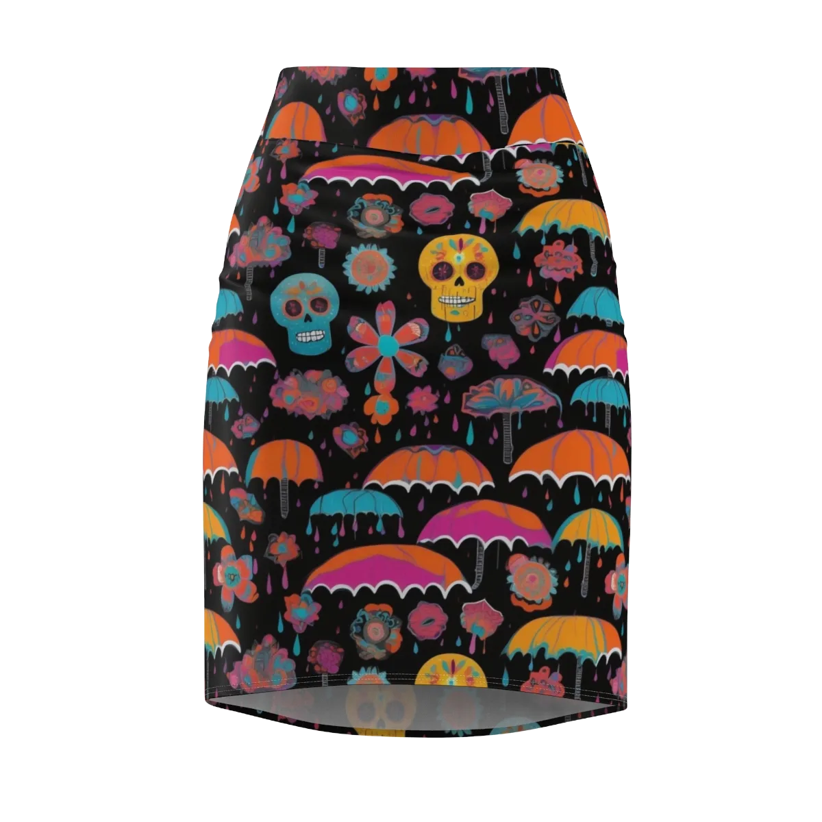 Skull Shower on Pencil Skirt — Front