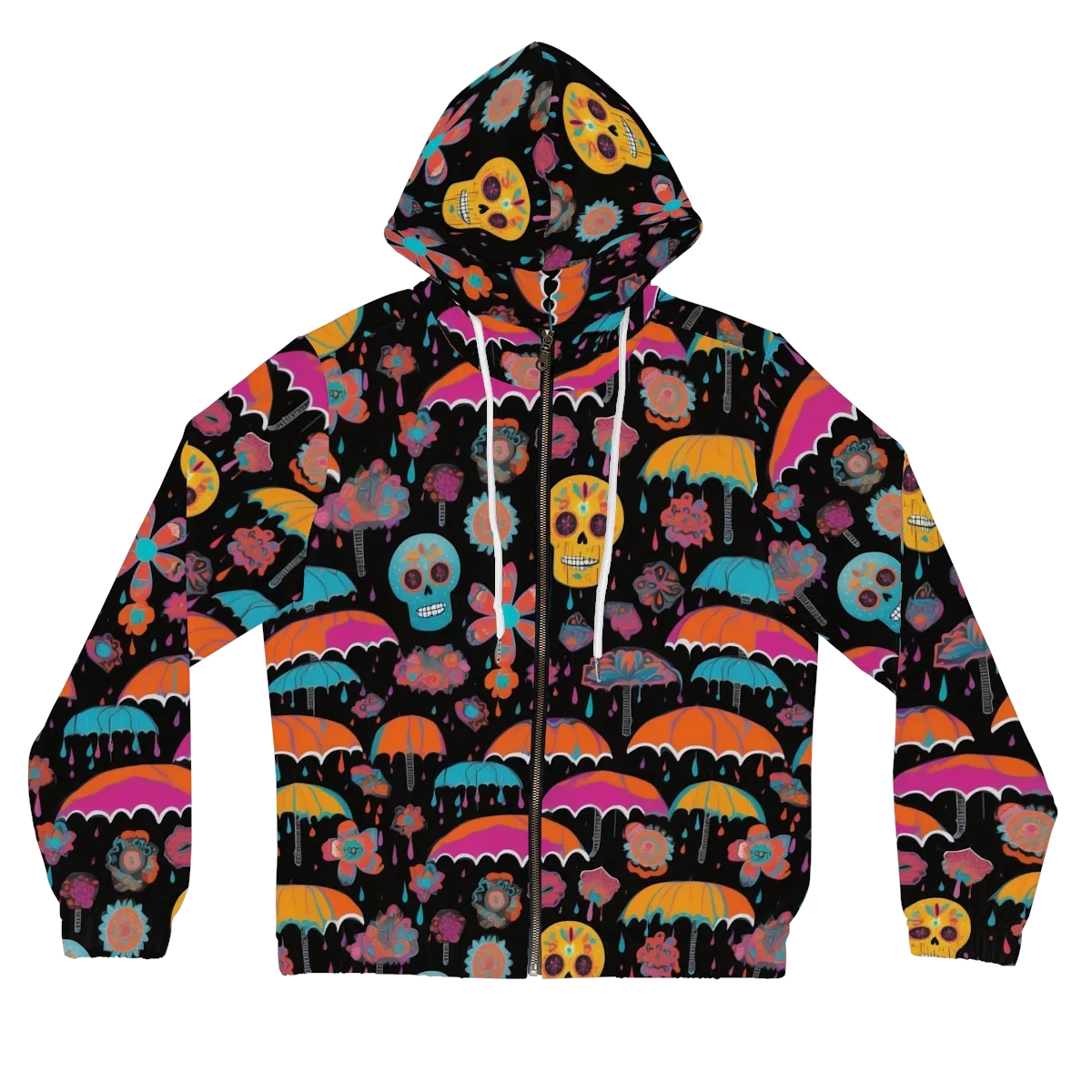 Skull Shower on Women's Full-Zip Hoodie — Front
