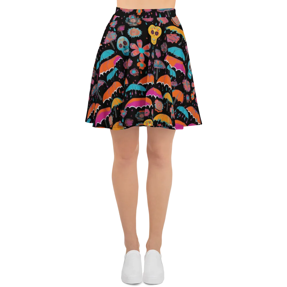 Skull Shower on Skater Skirt — Front