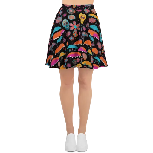 Skull Shower on a Skater Skirt