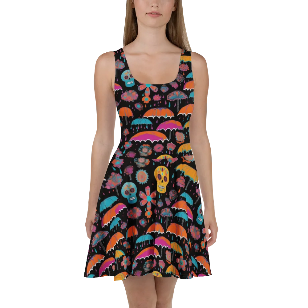 Skull Shower on Skater Dress — Front