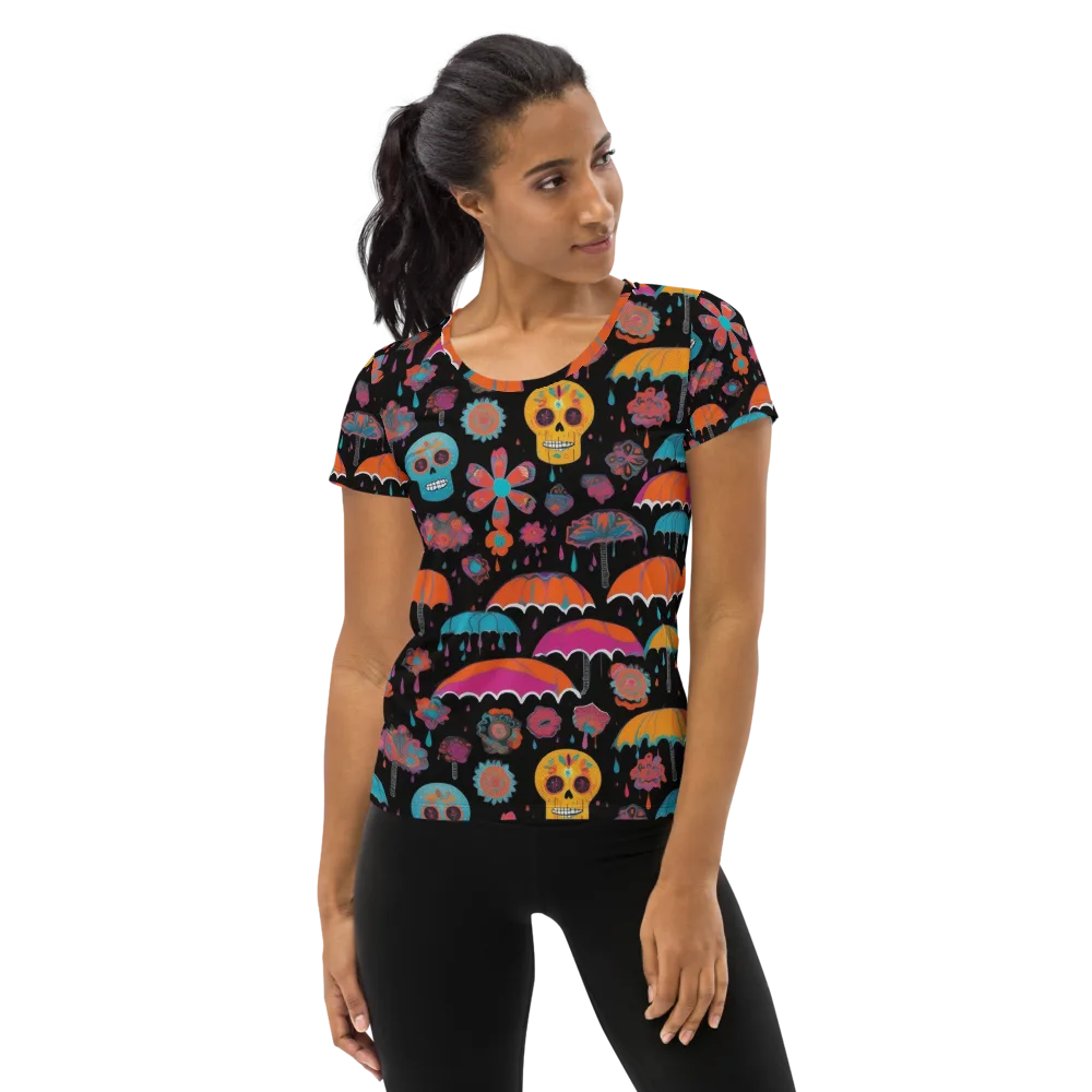 Skull Shower on Women's Athletic T-Shirt — Front