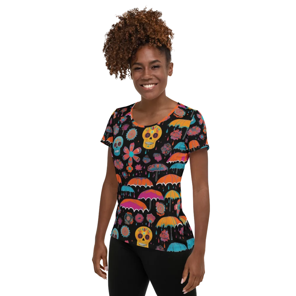 Skull Shower on Women's Athletic T-Shirt — Left