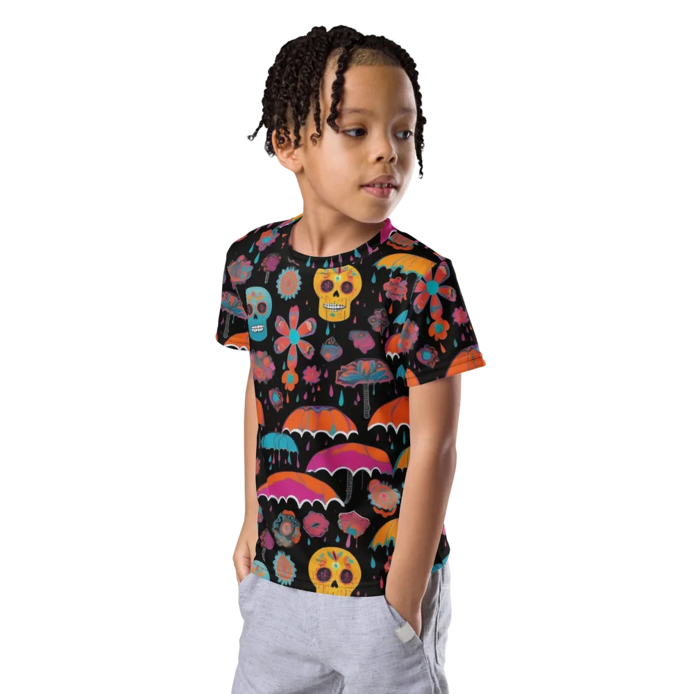 Skull Shower on Kids Crew Neck T-Shirt — Left Front