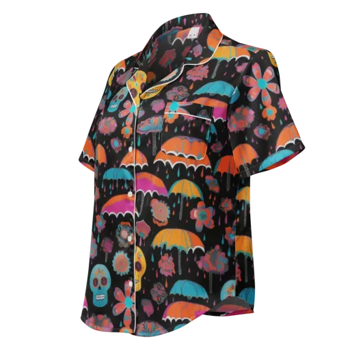Skull Shower on a Women's Short Sleeve Pajama Top