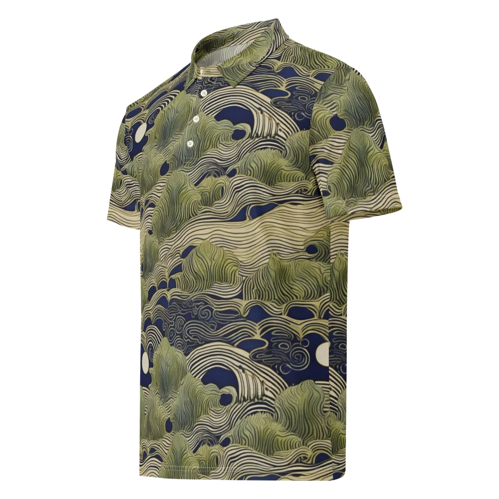 Indigo Tidal Song on Men's Slim Fit Polo Shirt — Left Front
