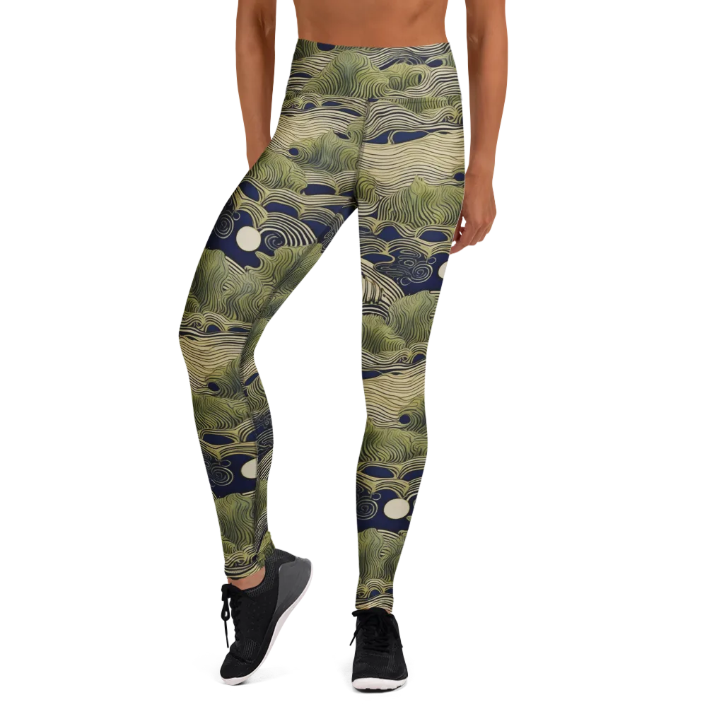 Indigo Tidal Song on Yoga Leggings — Front