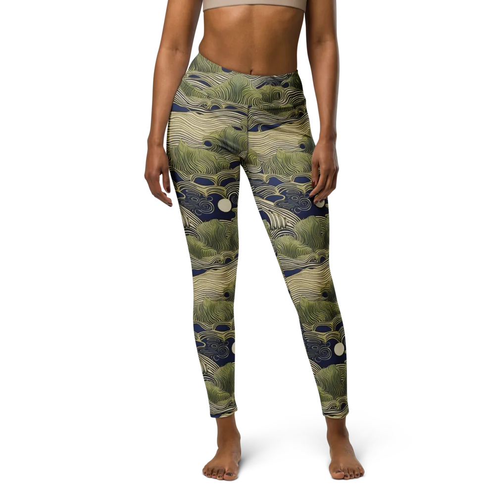 Indigo Tidal Song on Yoga Leggings — Front