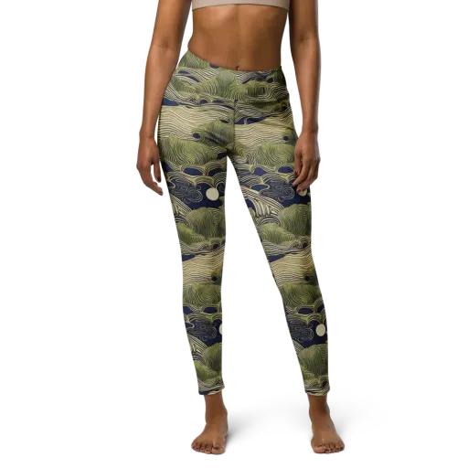 Indigo Tidal Song on a Yoga Leggings