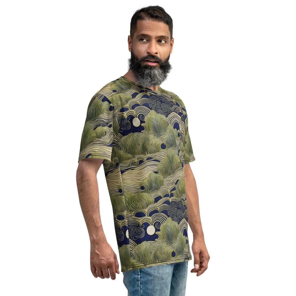 Indigo Tidal Song on Men's Crew Neck T-Shirt — Right