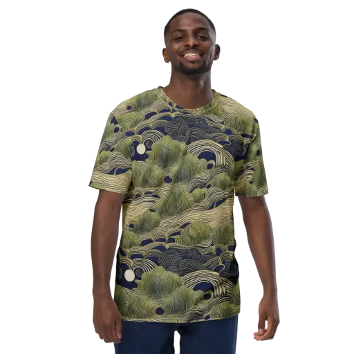 Indigo Tidal Song on a Men's Crew Neck T-Shirt