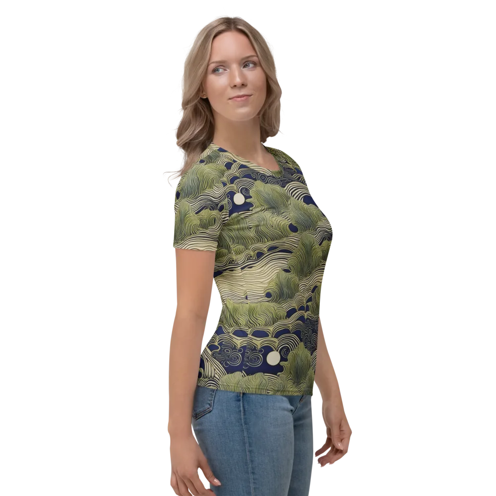 Indigo Tidal Song on Women's Crew Neck T-Shirt — Right