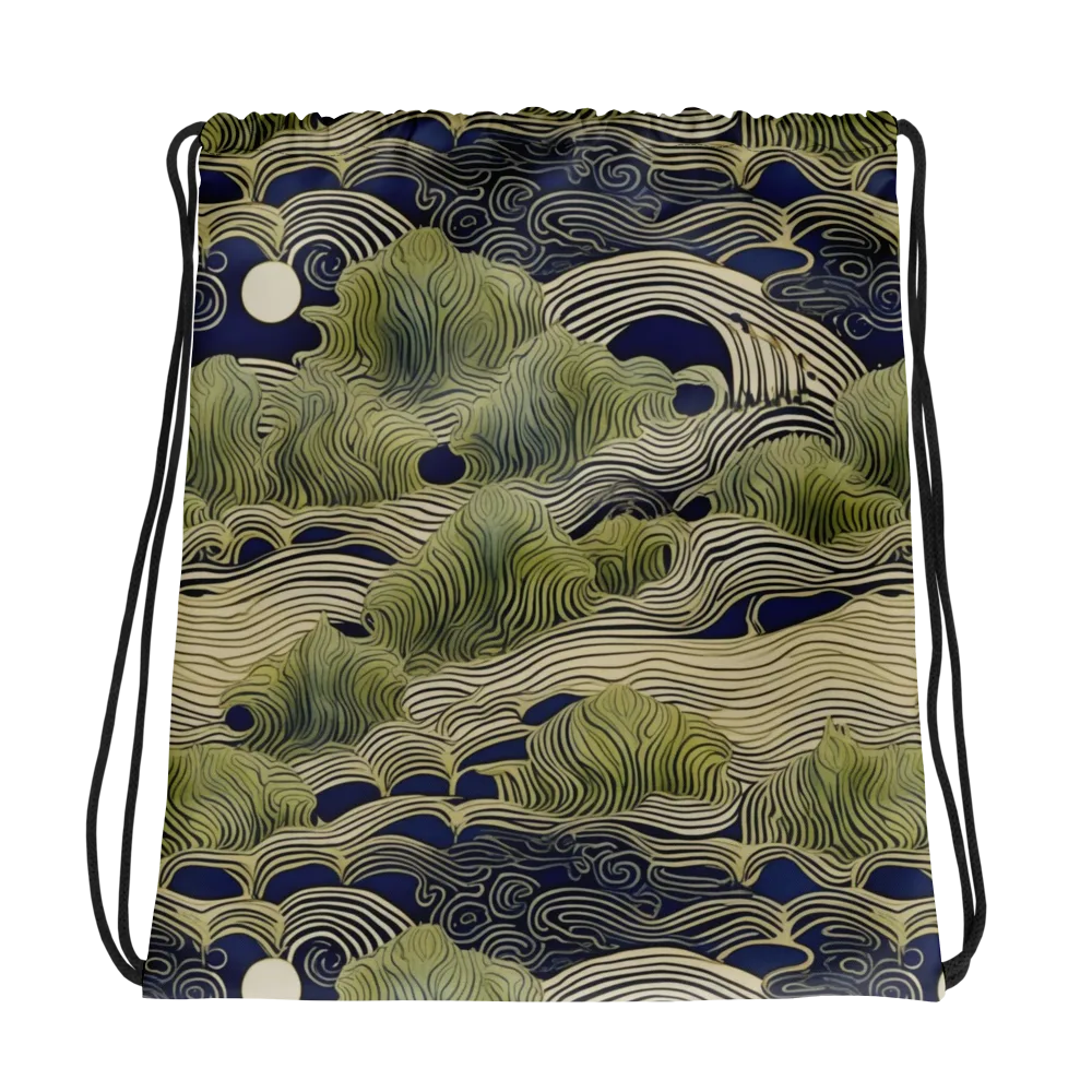 Indigo Tidal Song on Drawstring Bag — Photo
