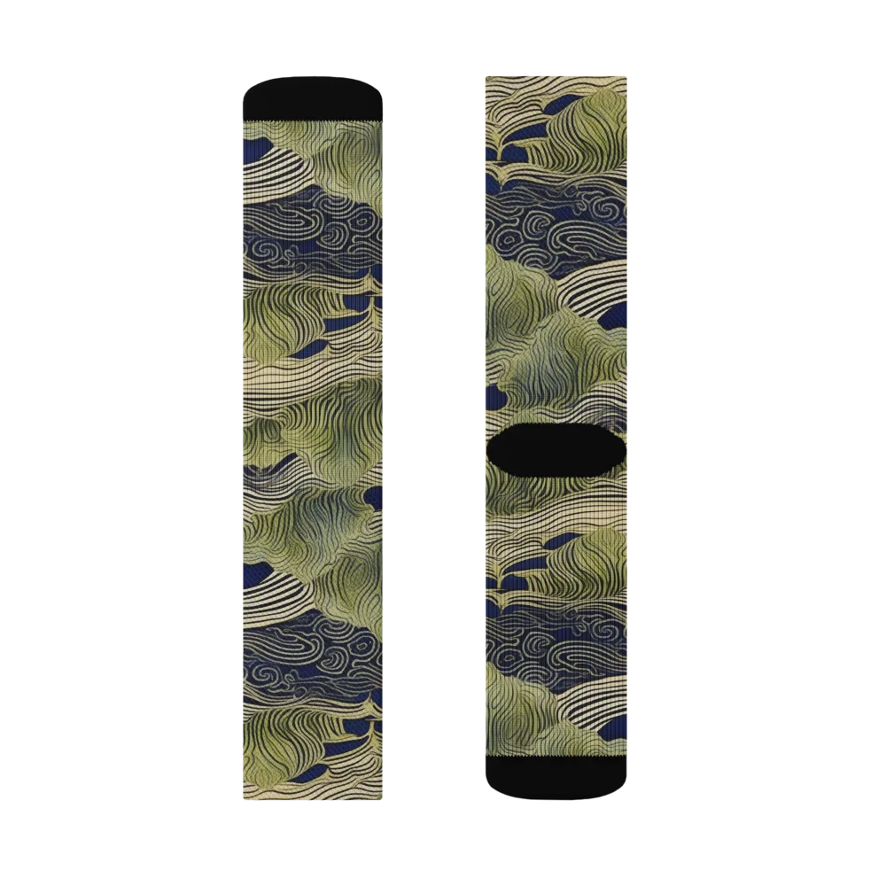 Indigo Tidal Song on Socks — Left Sock