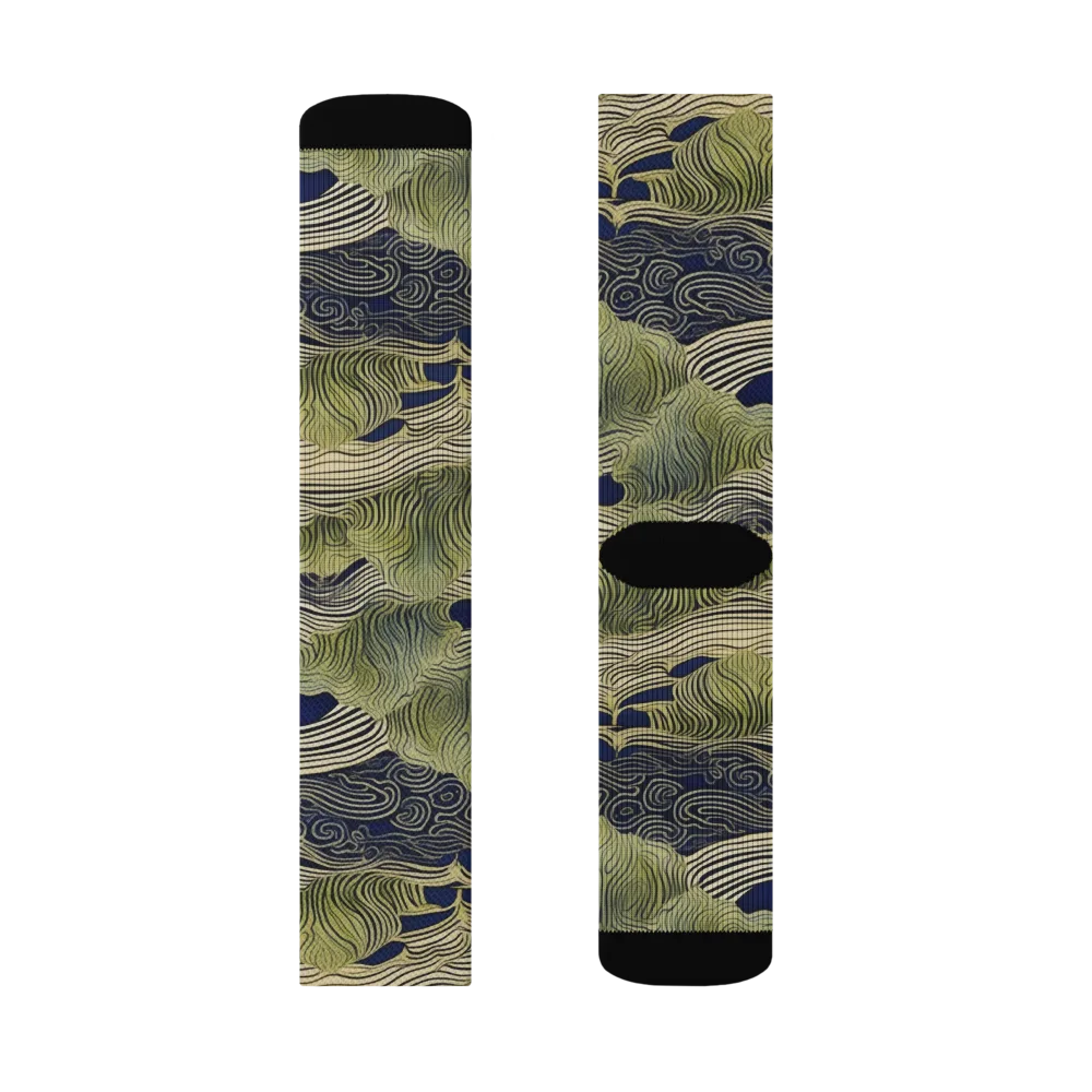 Indigo Tidal Song on Socks — Right Sock