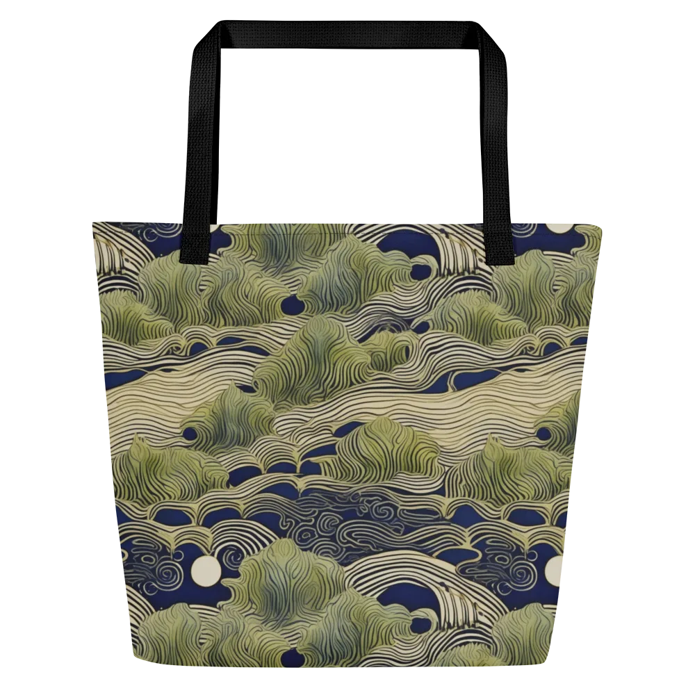 Indigo Tidal Song on Large Tote Bag W/ Pocket — Front