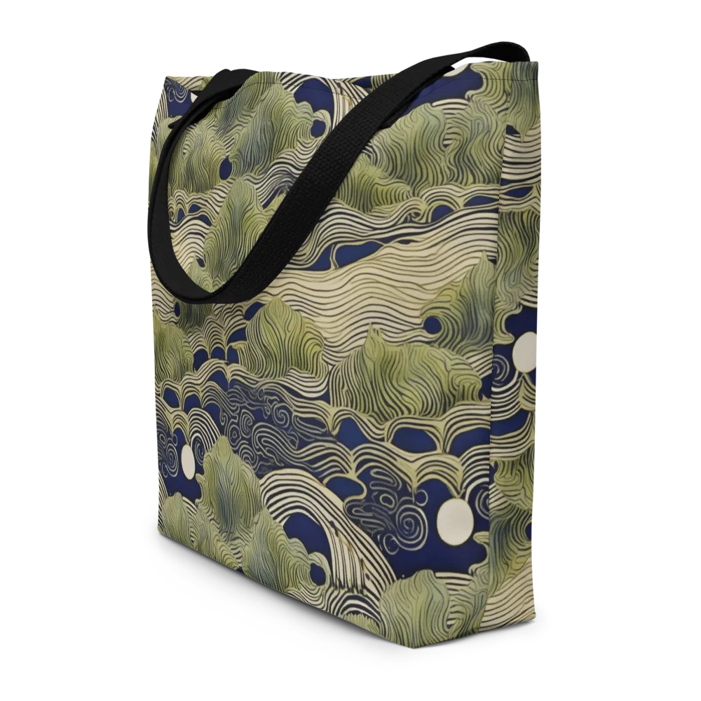 Indigo Tidal Song on Large Tote Bag W/ Pocket — Front