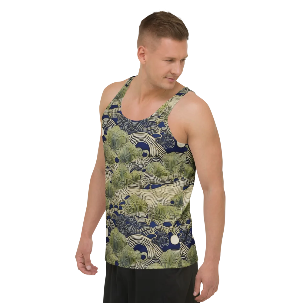 Indigo Tidal Song on Men's Tank Top — Left Front