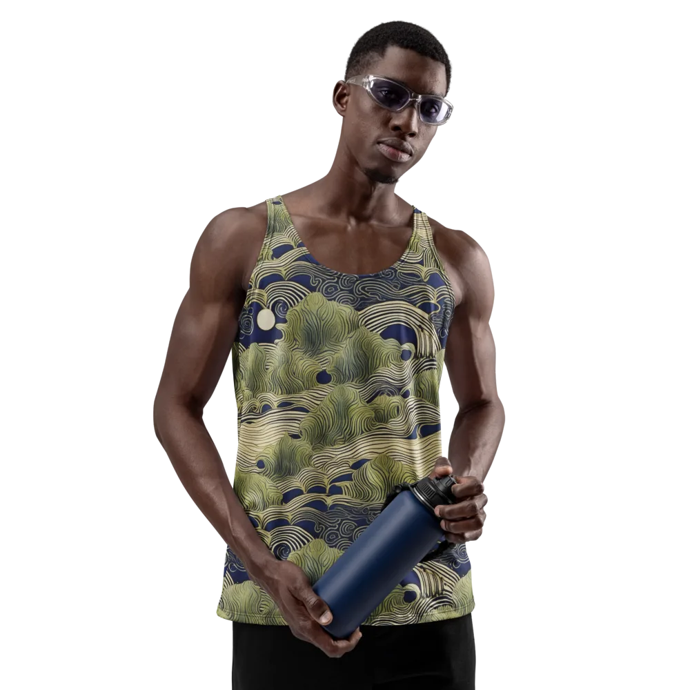 Indigo Tidal Song on Men's Tank Top — Front