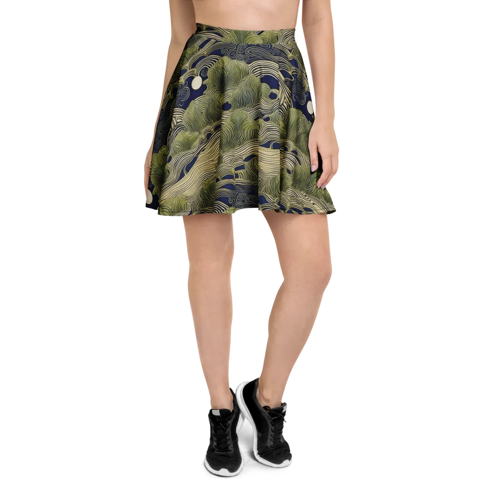 Indigo Tidal Song on Skater Skirt — Front