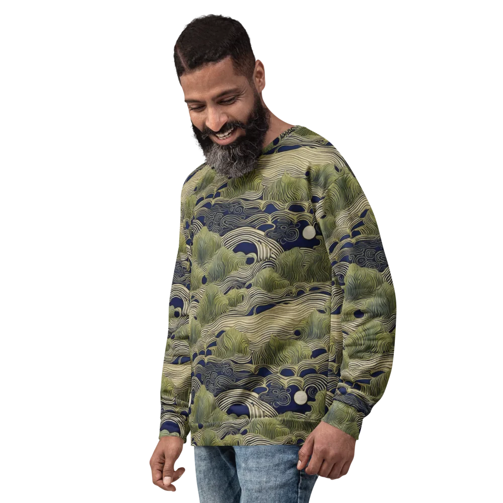 Indigo Tidal Song on Sweatshirt — Left Front