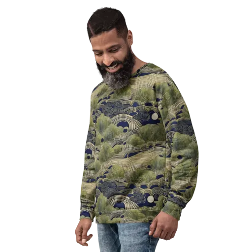 Indigo Tidal Song on a Sweatshirt