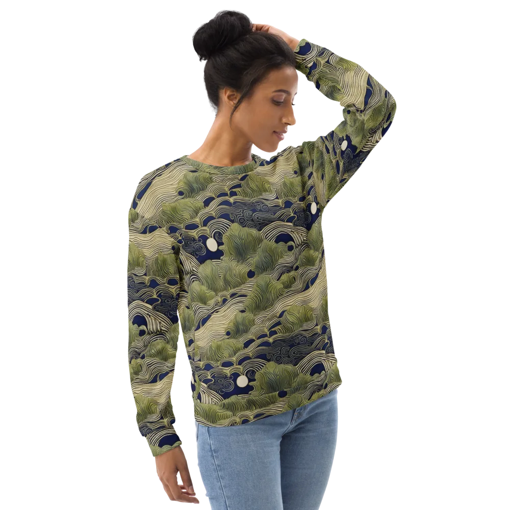 Indigo Tidal Song on Sweatshirt — Right Front