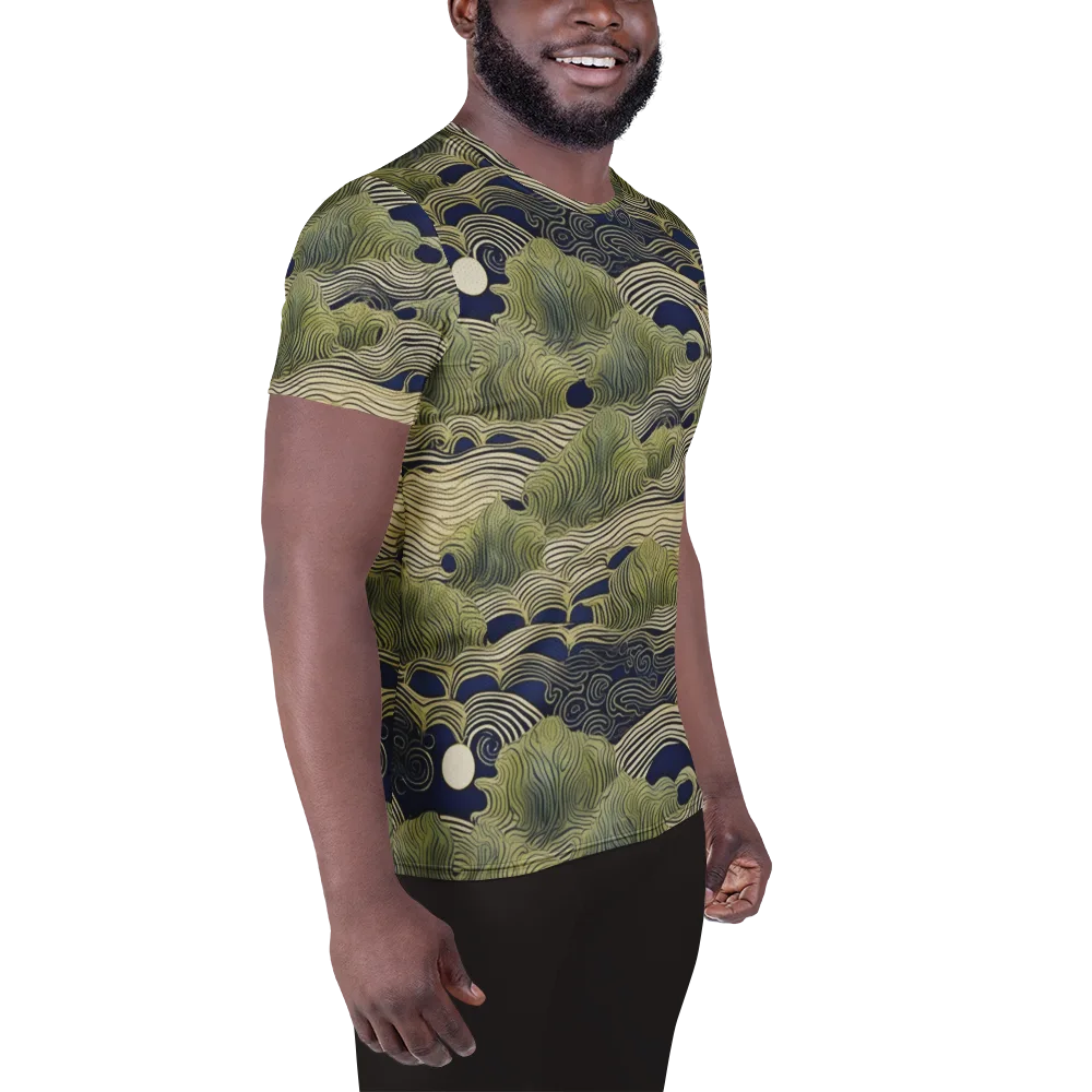 Indigo Tidal Song on Men's Athletic T-Shirt — Right