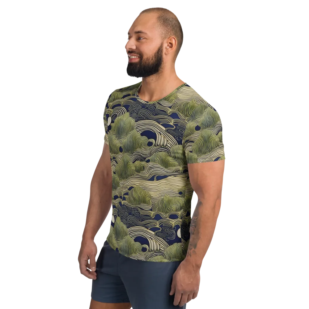Indigo Tidal Song on Men's Athletic T-Shirt — Left