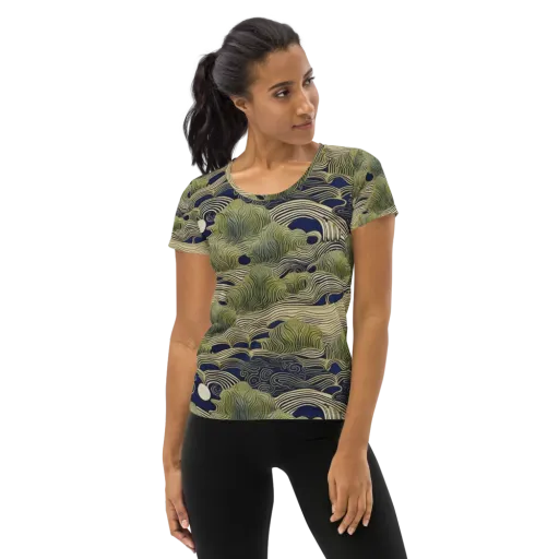 Indigo Tidal Song on a Women's Athletic T-Shirt