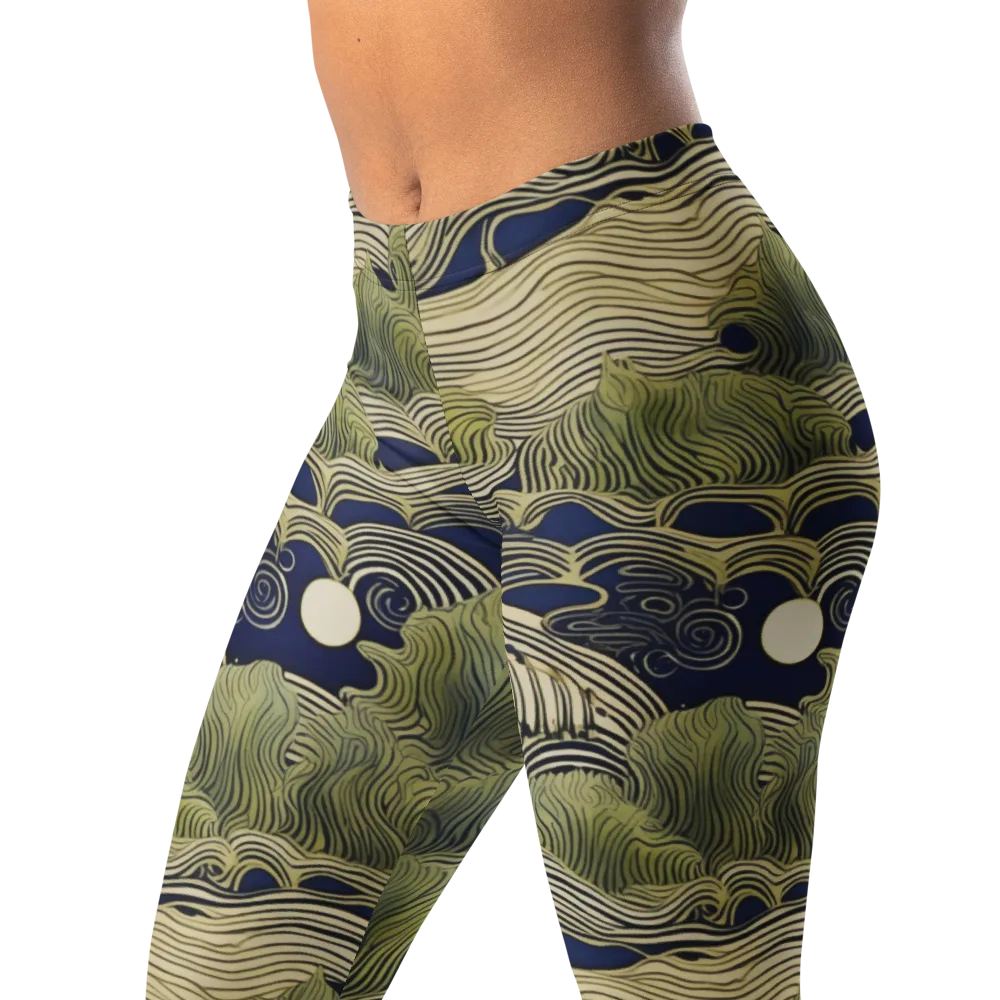 Indigo Tidal Song on Leggings — Left Front
