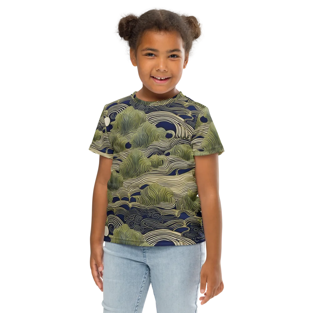 Indigo Tidal Song on Kids Crew Neck T-Shirt — Front
