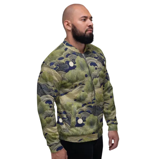 Indigo Tidal Song on a Bomber Jacket