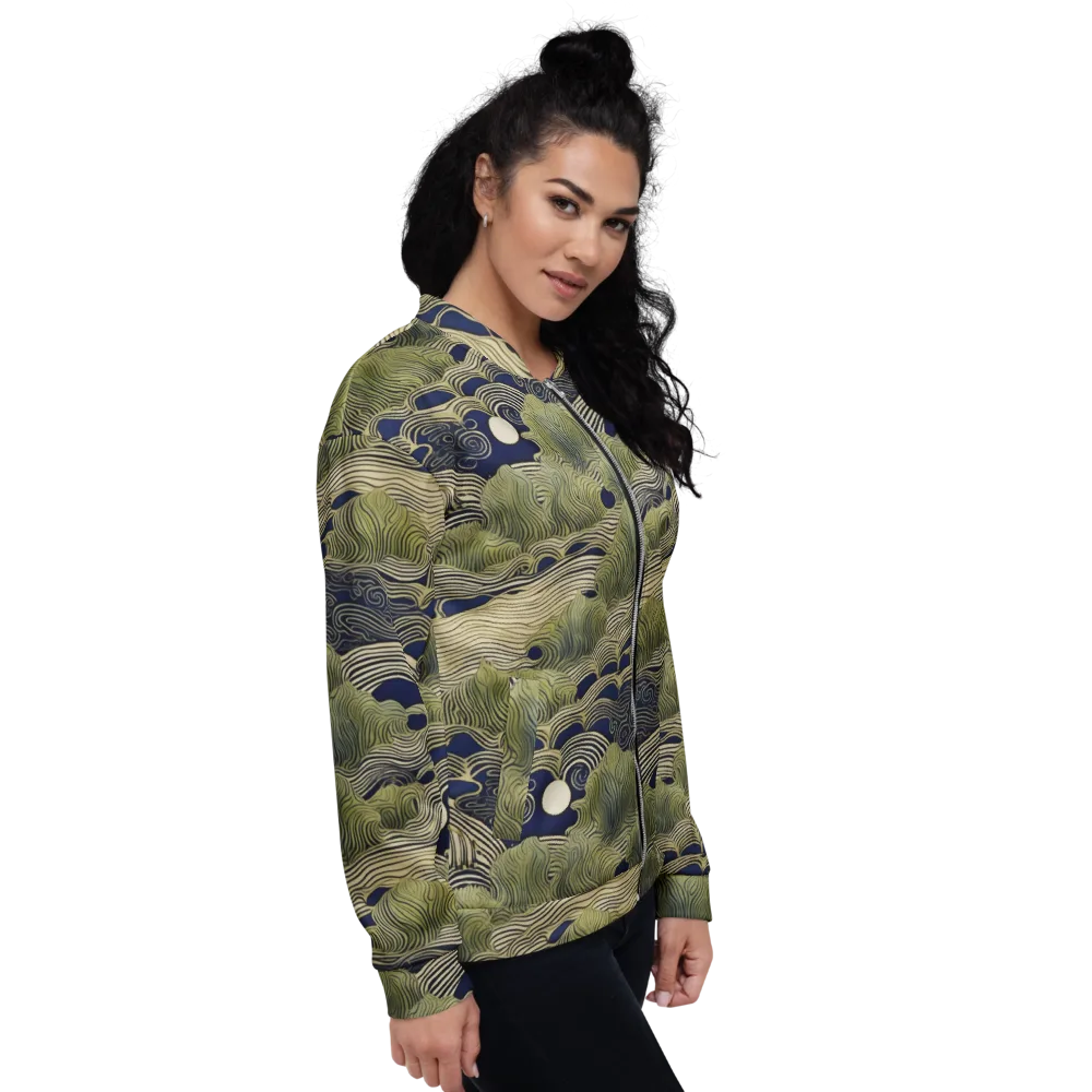 Indigo Tidal Song on Bomber Jacket — Right