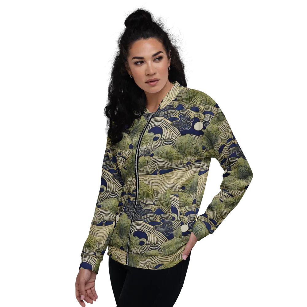 Indigo Tidal Song on Bomber Jacket — Left