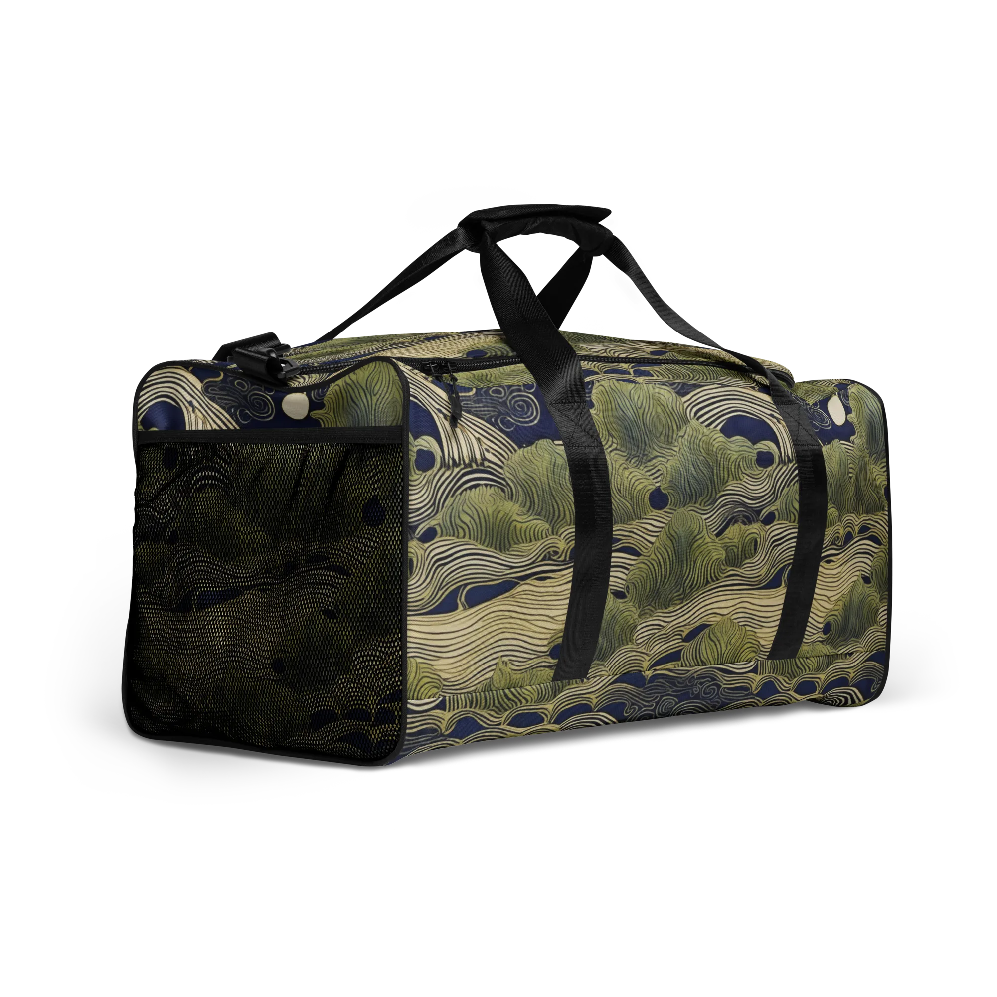 Indigo Tidal Song on Duffle Bag — Right Front