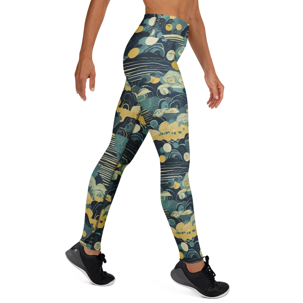 Cerulean Tide on Yoga Leggings — Right