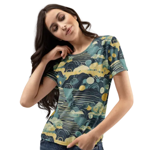 Cerulean Tide on a Women's Crew Neck T-Shirt