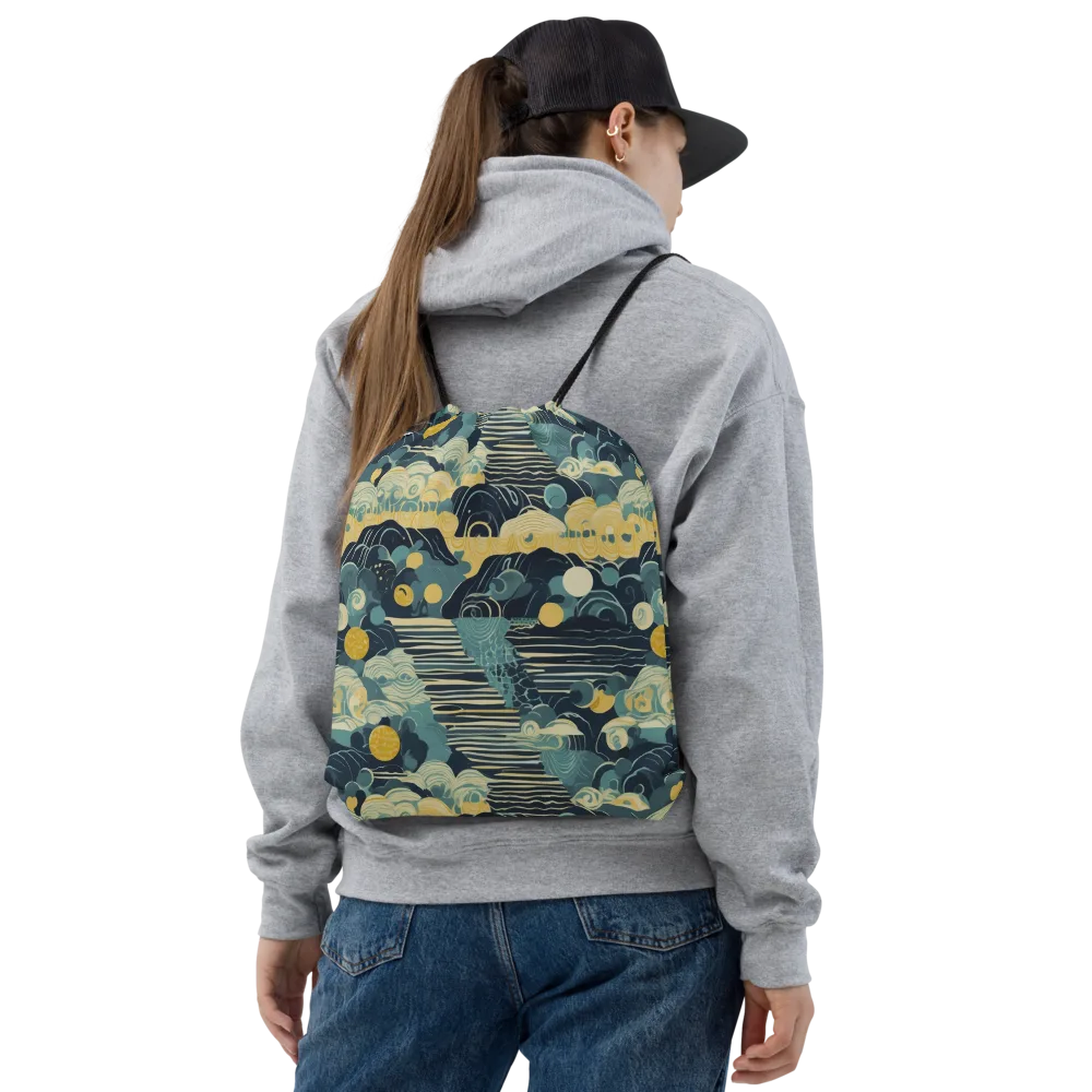 Cerulean Tide on Drawstring Bag — Front