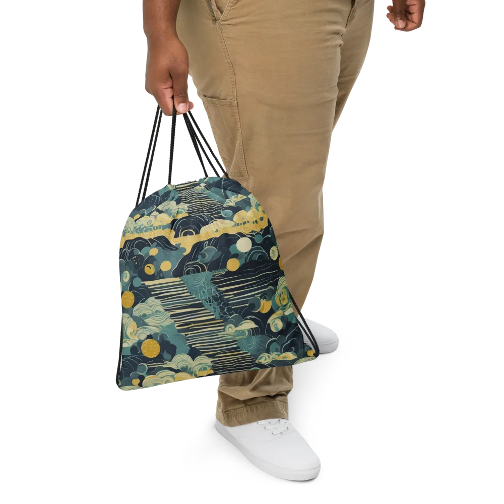 Cerulean Tide on Drawstring Bag — Front